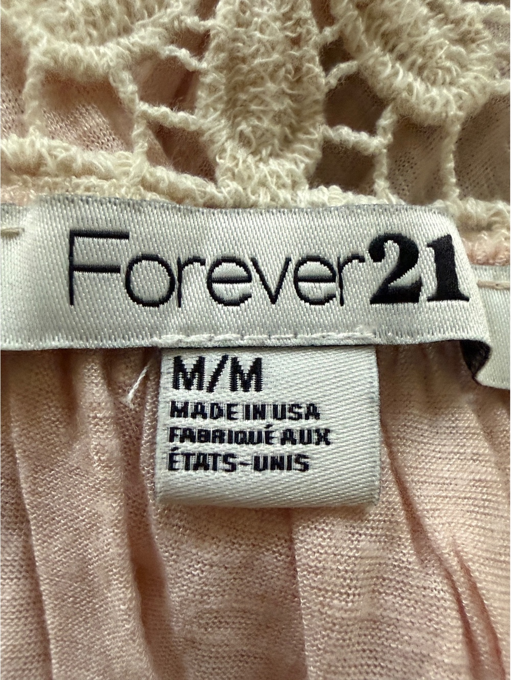Forever 21 Pink Sleeveless Top with Crochet Floral Detail, Size M - Picture 3 of 7